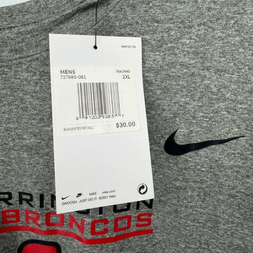 Nike Dri-FIT Men’s 2XL Long Sleeve Barrington Broncos Track & Field Gray NWT - Picture 2 of 3
